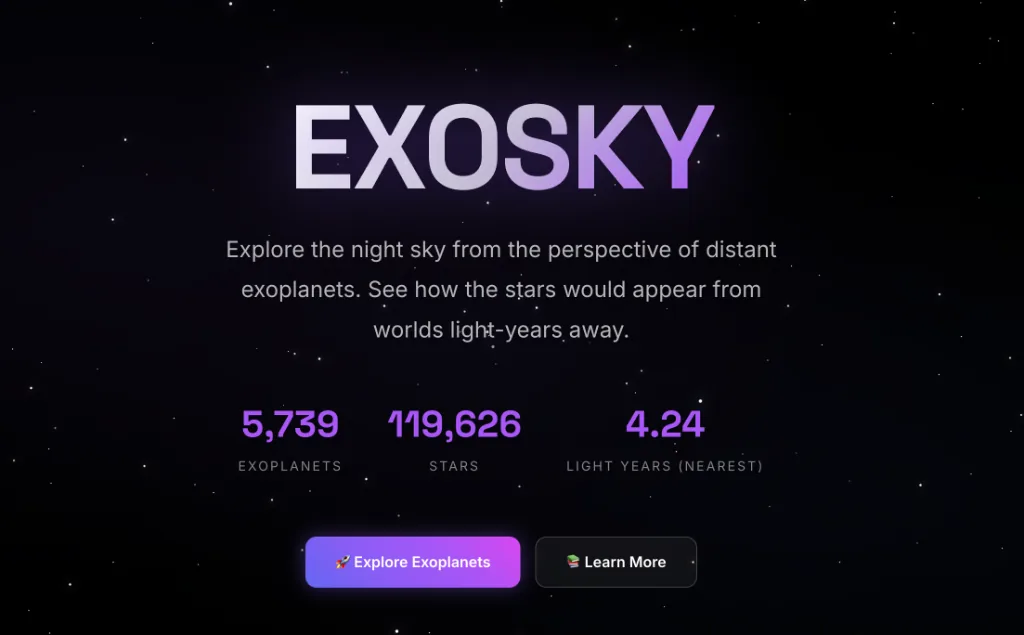 Captura de Exosky - NASA Space Apps 2024